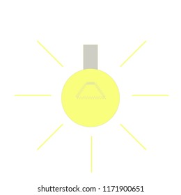 Vector illustration. Light bulb with rays shine. Energy and idea symbol. Decoration for greeting cards, patches, prints for clothes, badges, posters