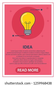 Vector illustration. Light bulb with rays shine. Energy and idea symbol. Decoration for greeting cards, patches, prints for clothes, badges, posters