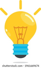 Vector illustration. Light bulb with rays shine. Energy and idea symbol. Decoration for greeting cards, patches, prints for clothes, badges, posters