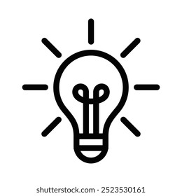 Ilustración vectorial de una bombilla, que representa ideas, creatividad o conceptos de innovación. Trazo editable.