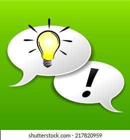 Vector illustration of light bulb in speech bubble concept