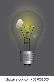 Vector illustration of a light bulb switched on