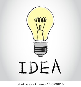 vector illustration of light bulb with text Idea