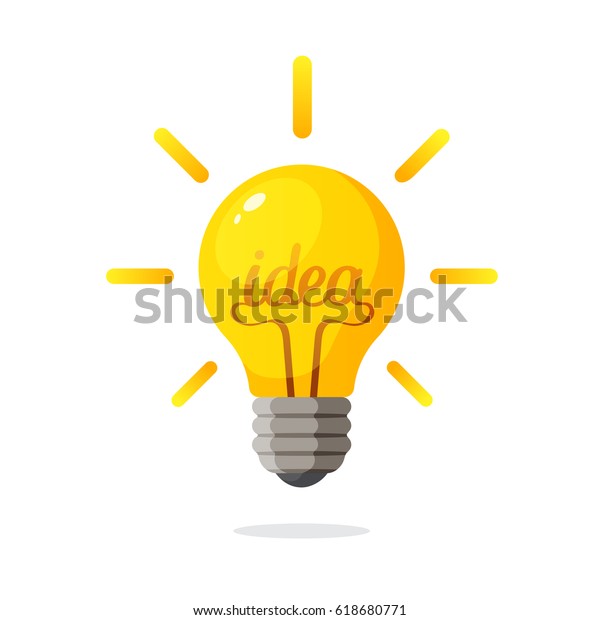 ベクターイラスト アイデアと光の言葉で電球が輝く グリーティングカード 服のプリント ポスターの装飾 のベクター画像素材 ロイヤリティフリー
