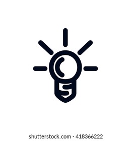 Vector illustration of light bulbs, light bulb, idea, icon, logo, glass, rays, illustration on a light background, vector