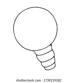 Vector illustration of light bulbs isolated on white background, ideas and creative process concept art. Hand drawn lamp for garland isolated on a white background.