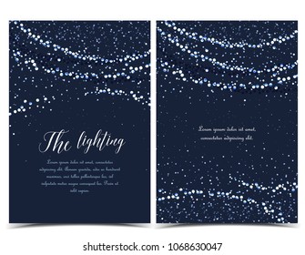 Vector illustration of light cords on a dark background. String Lights. Cheerful party and celebration