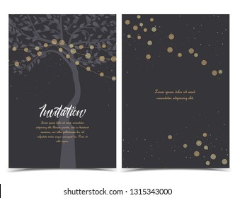 Vector Illustration Of Light Cords On A Dark Background. String Lights. Cheerful Party And Celebration