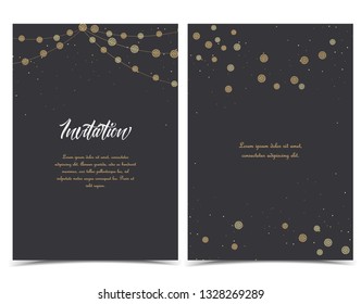 Vector illustration of light cords on a dark background. String Lights. Cheerful party and celebration