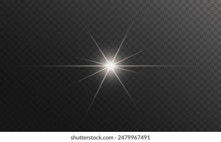 Vector illustration of light effects on a transparent background. Vector star