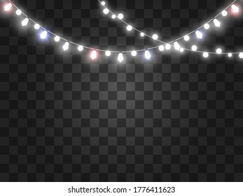 Vector illustration of a light garland on a transparent background.