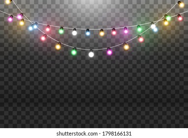 Vector illustration of a light garland on a transparent background.