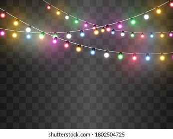 Vector illustration of a light garland on a transparent background.