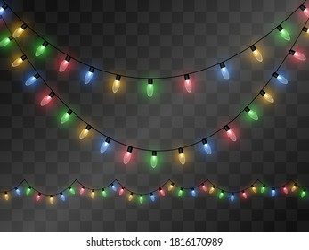 к	
Vector illustration of a light garland on a transparent background.	
