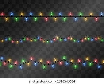 Vector illustration of a light garland on a transparent background.	
