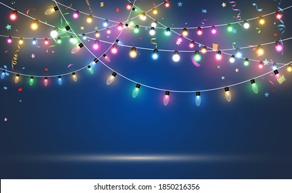 Vector illustration of a light garland on a transparent background.