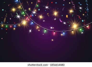 Vector illustration of a light garland on a transparent background.