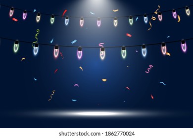 Vector illustration of a light garland on a transparent background.	
