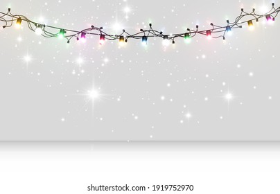 Vector illustration of a light garland on a transparent background.	
