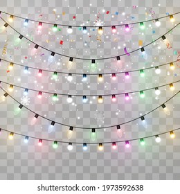 Vector illustration of a light garland on a transparent background.	
