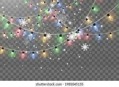 Vector illustration of a light garland on a transparent background.	
