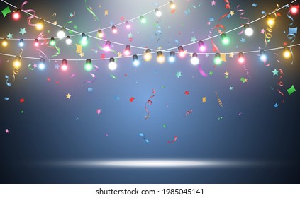Vector illustration of a light garland on a transparent background.	
