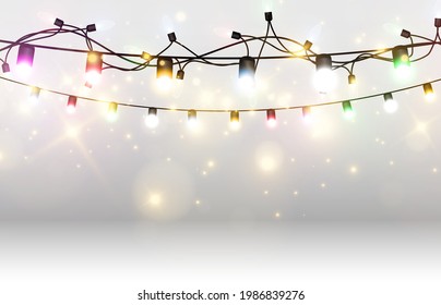 Vector illustration of a light garland on a transparent background.
