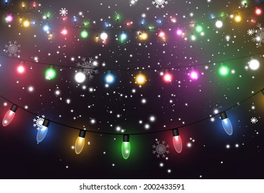 Vector illustration of a light garland on a transparent background.