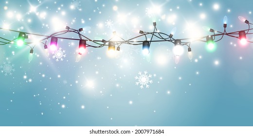 Vector illustration of a light garland on a transparent background.