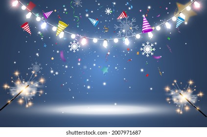 Vector illustration of a light garland on a transparent background.
