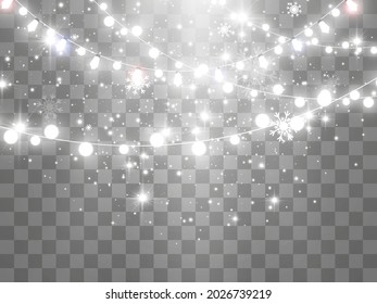 Vector illustration of a light garland on a transparent background.	
