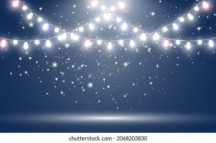 Vector illustration of a light garland on a transparent background.	
