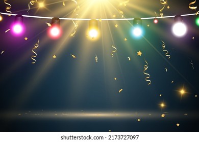 Ilustración vectorial de una guirnalda ligera sobre un fondo transparente.	
