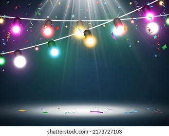 Vector illustration of a light garland on a transparent background.	
