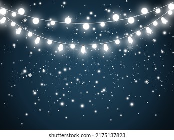 Ilustración vectorial de una guirnalda ligera sobre un fondo transparente.	
