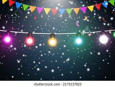 Ilustración vectorial de una guirnalda ligera sobre un fondo transparente.	
