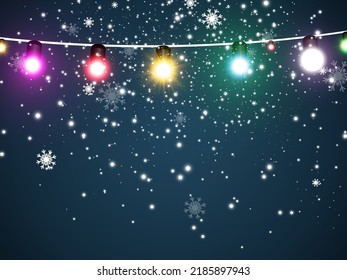 Vector illustration of a light garland on a transparent background.	

