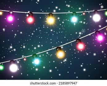 Vector illustration of a light garland on a transparent background.	

