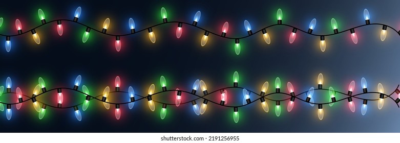 Vector illustration of a light garland on a transparent background.	
