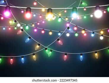 	
Vector illustration of a light garland on a transparent background.	
