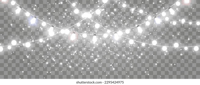Vector illustration of a light garland on a transparent background.	