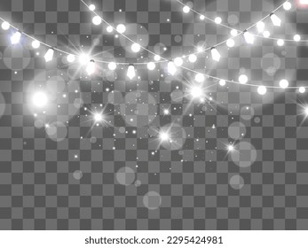 Vector illustration of a light garland on a transparent background.	