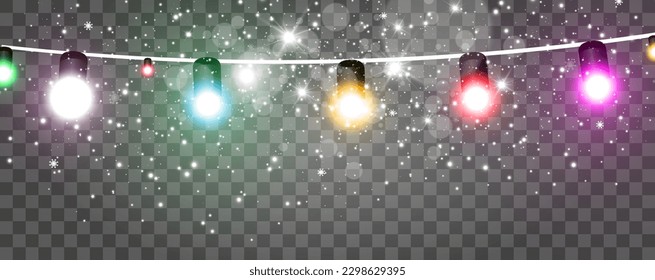 Ilustración vectorial de una guirnalda ligera sobre un fondo transparente.