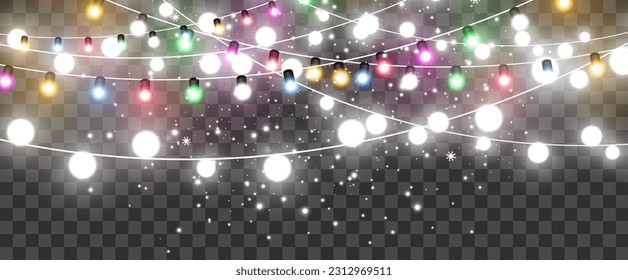Vector illustration of a light garland on a transparent background.	