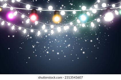Vector illustration of a light garland on background.