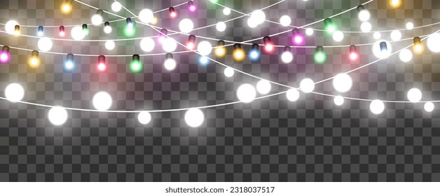 Vector illustration of a light garland on a transparent background.