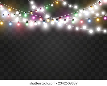 Vector illustration of a light garland on a transparent background.	