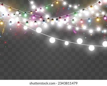 Vector illustration of a light garland on a transparent background.	
