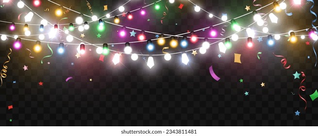 Vector illustration of a light garland on a transparent background.	
