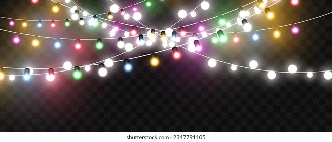 Vector illustration of a light garland on a transparent background.	
